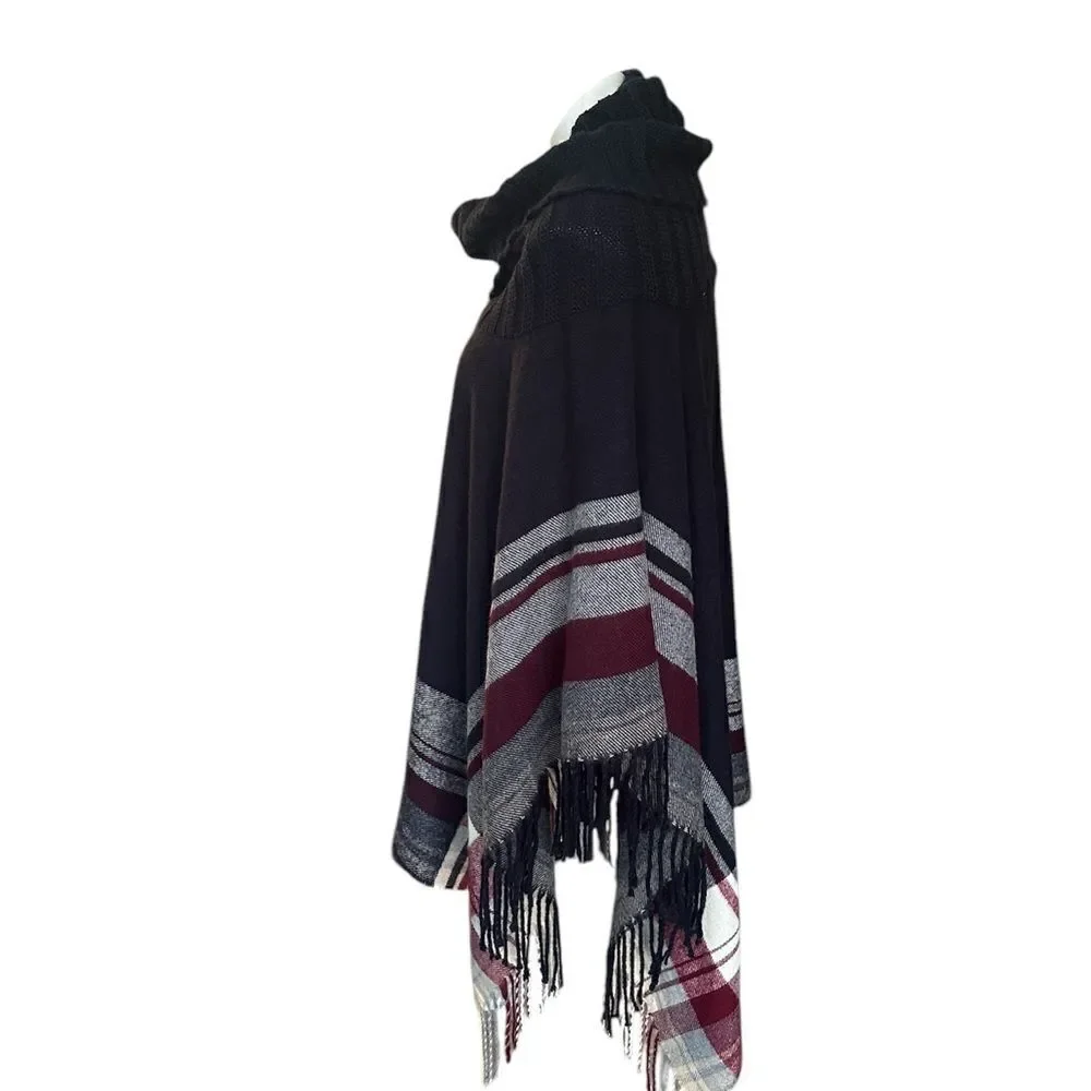 Indigo Soul Sweater Cowl Neck Blanket Poncho Navy OS NWT